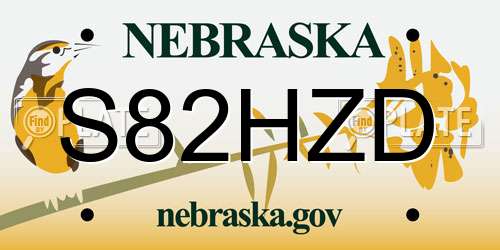 S82HZD Nebraska License Plate