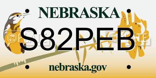 S82PEB Nebraska License Plate