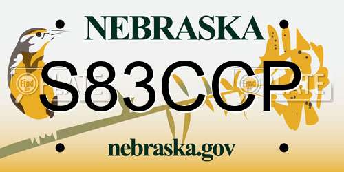 S83CCP Nebraska License Plate