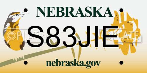 S83JIE Nebraska License Plate