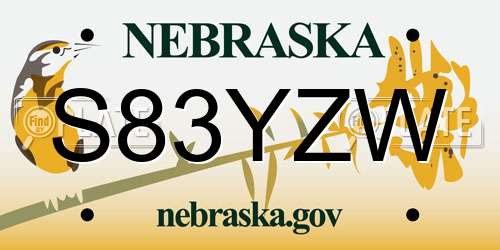 S83YZW Nebraska License Plate