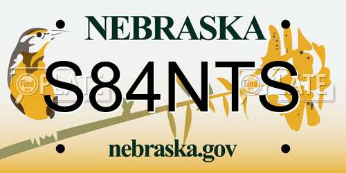 S84NTS Nebraska License Plate