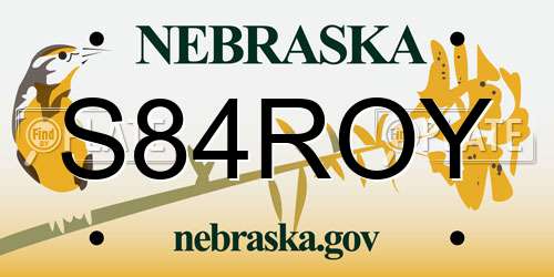 S84ROY Nebraska License Plate