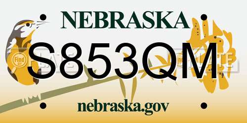 S853QM Nebraska License Plate