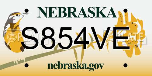 S854VE Nebraska License Plate