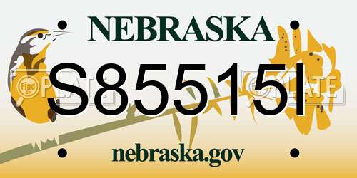 S85515I Nebraska License Plate