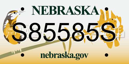 S85585S Nebraska License Plate