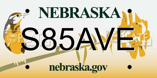S85AVE Nebraska License Plate