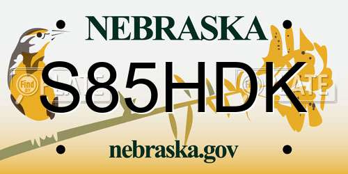 S85HDK Nebraska License Plate