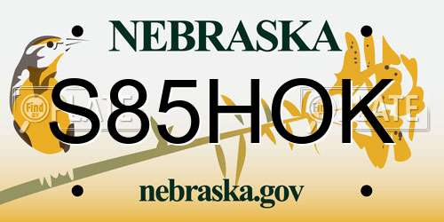S85HOK Nebraska License Plate