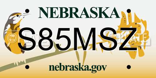 S85MSZ Nebraska License Plate