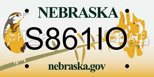 S861IO Nebraska License Plate