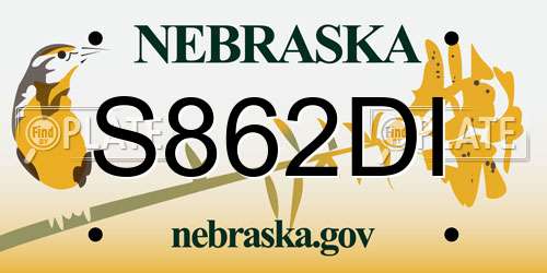 S862DI Nebraska License Plate