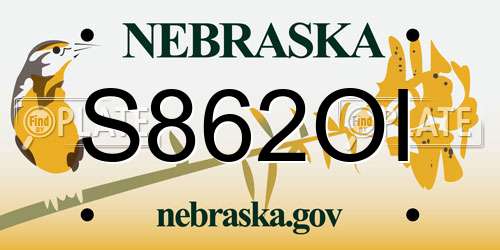 S862OI Nebraska License Plate