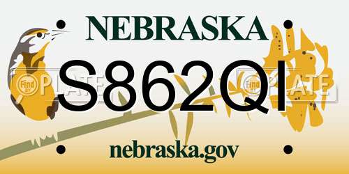 S862QI Nebraska License Plate