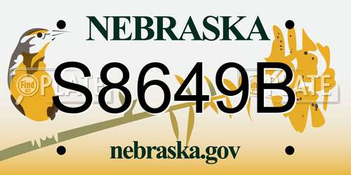 S8649B Nebraska License Plate