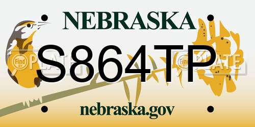S864TP Nebraska License Plate