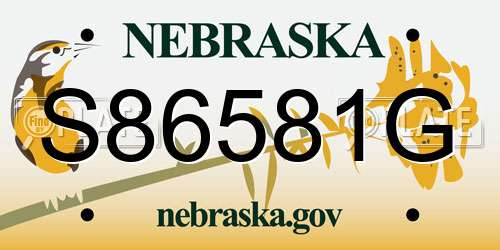S86581G Nebraska License Plate