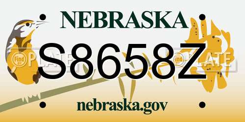 S8658Z Nebraska License Plate