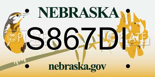 S867DI Nebraska License Plate