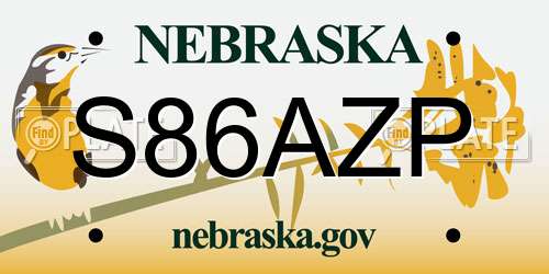 S86AZP Nebraska License Plate