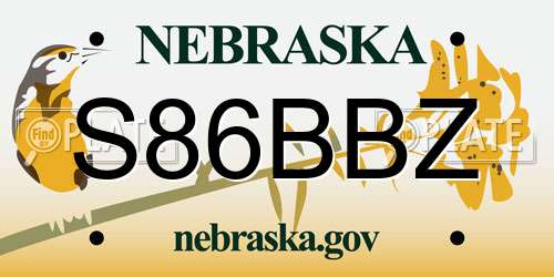 S86BBZ Nebraska License Plate