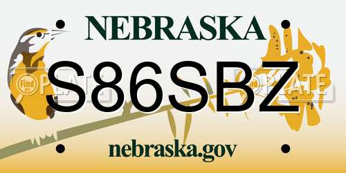S86SBZ Nebraska License Plate