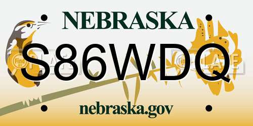 S86WDQ Nebraska License Plate