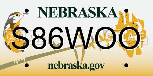 S86WOO Nebraska License Plate