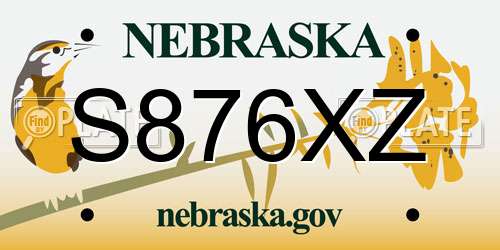 S876XZ Nebraska License Plate