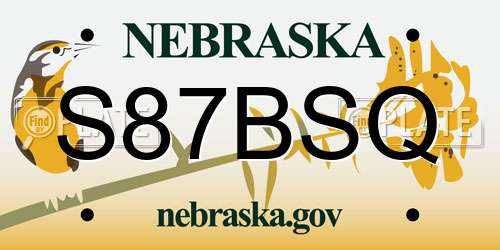 S87BSQ Nebraska License Plate