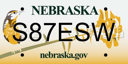 S87ESW Nebraska License Plate