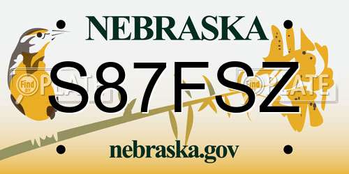S87FSZ Nebraska License Plate