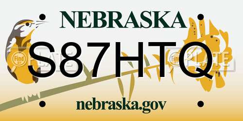 S87HTQ Nebraska License Plate