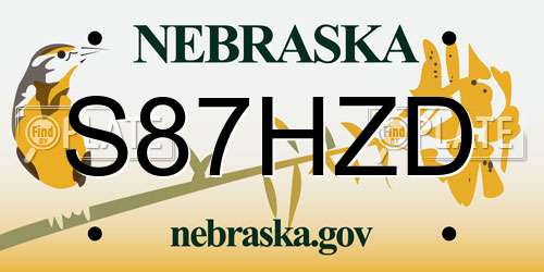 S87HZD Nebraska License Plate