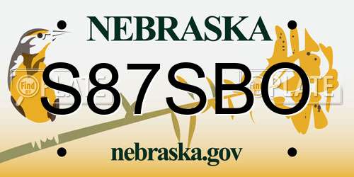 S87SBO Nebraska License Plate