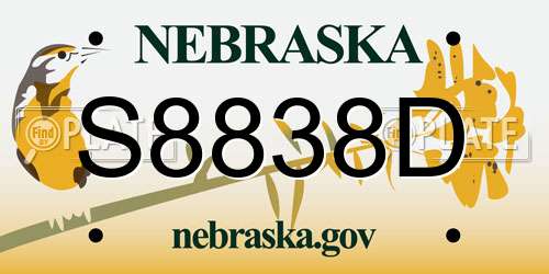 S8838D Nebraska License Plate