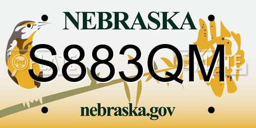 S883QM Nebraska License Plate