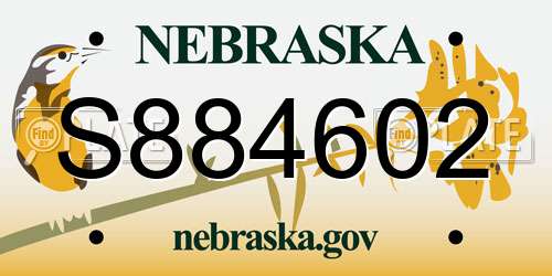 S884602 Nebraska License Plate