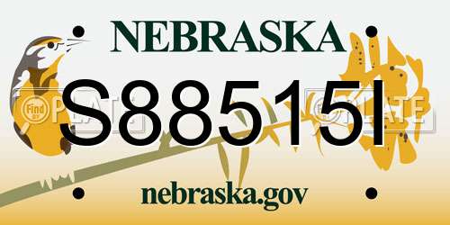S88515I Nebraska License Plate