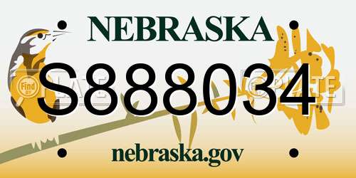 S888034 Nebraska License Plate