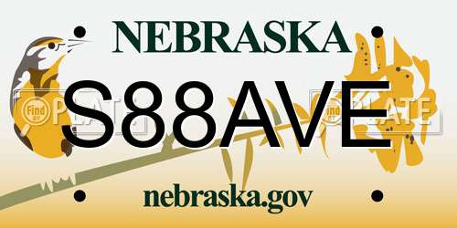 S88AVE Nebraska License Plate
