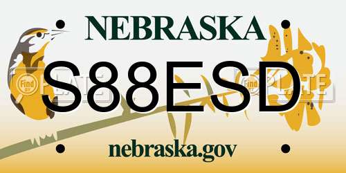 S88ESD Nebraska License Plate