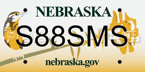 S88SMS Nebraska License Plate
