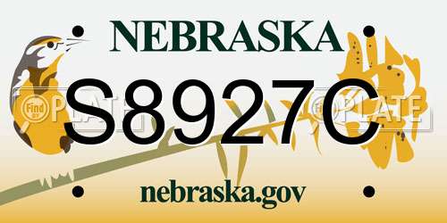 S8927C Nebraska License Plate