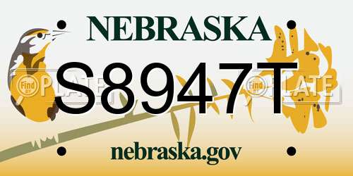 S8947T Nebraska License Plate