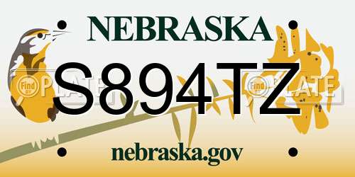 S894TZ Nebraska License Plate