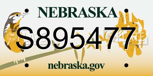 S895477 Nebraska License Plate
