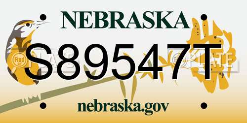S89547T Nebraska License Plate