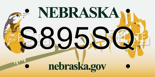 S895SQ Nebraska License Plate